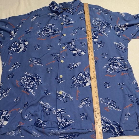 Vintage POLO SPORT‎ Ralph Lauren Paradise Hawaiian Button Down Rayon Shirt XXL - Picture 8 of 10